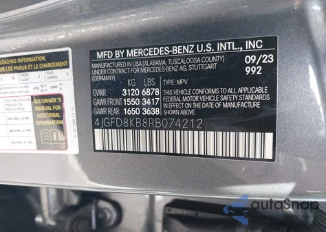 2024 Mercedes-Benz Amg Gle 63 Coupe S 4Matic+ z USA, uszkodzony, nr VIN 4JGFD8KB8RB074212